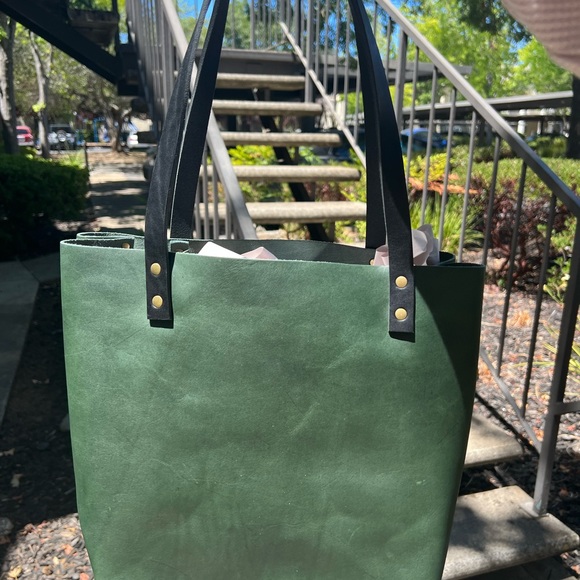 Portland Leather Goods Medium Jade Tote w/ Black Handles - Picture 2 of 10